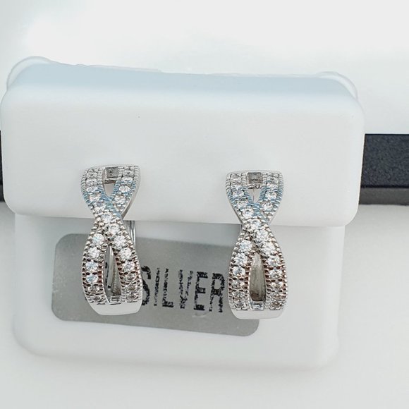 "925 Sterling Silver Cubic Zirconia Earrings, UU1P6A6149 - Picture 2 of 10